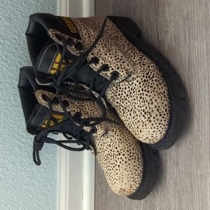 Animal print Caterpillar work boots